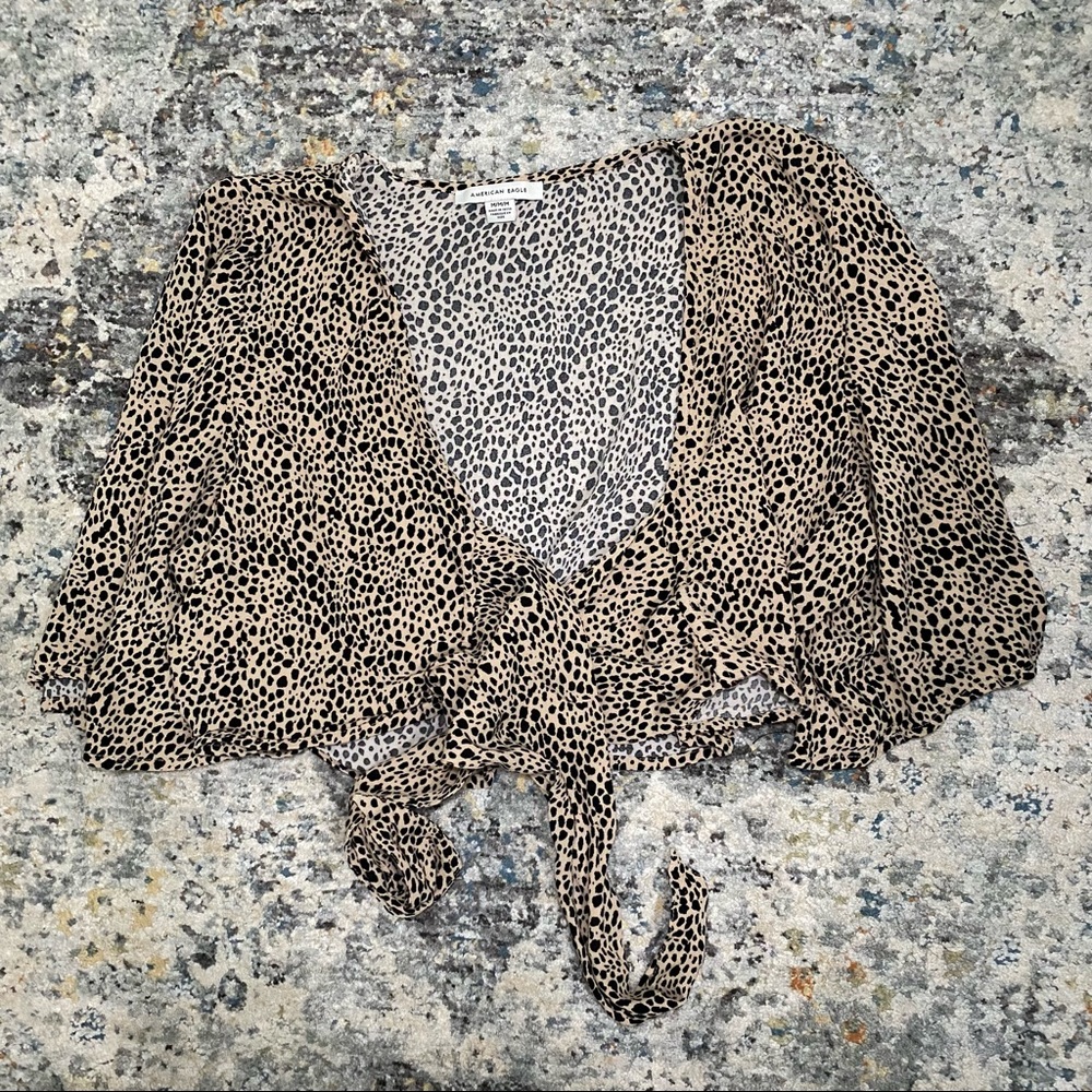 NWOT AE Cheetah Print Tie Front Crop Top